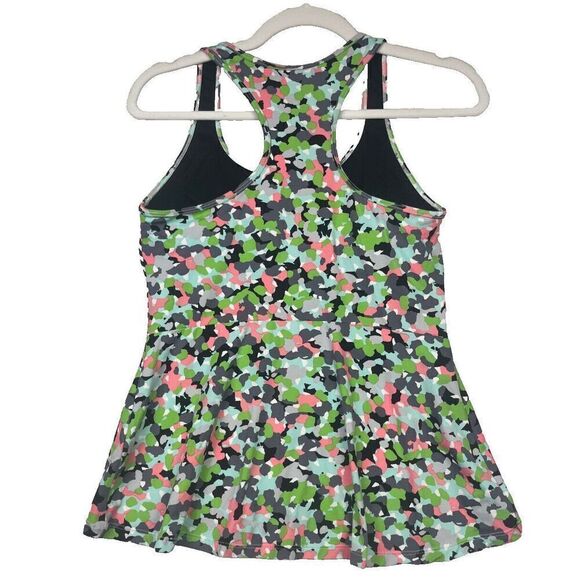 Spanx Tank Peplum Active Top Style Petal Power Thin Stripe Gym Athletic Size M - Picture 2 of 6